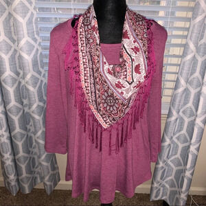boho floral scarf with blouse set